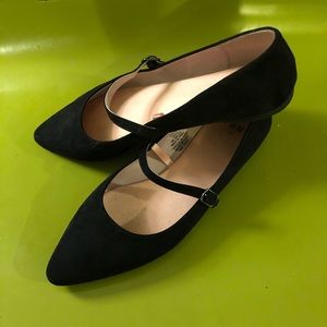 Pointed-Toe Black Flats, Sz 9.5